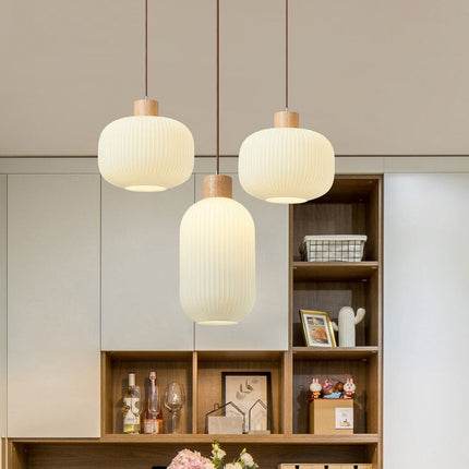 VintageLight - Stijlvolle Houten en Glazen Hanglamp