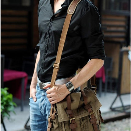 RetroCarry Bag – Vintage Canvas Schoudertas voor Laptops