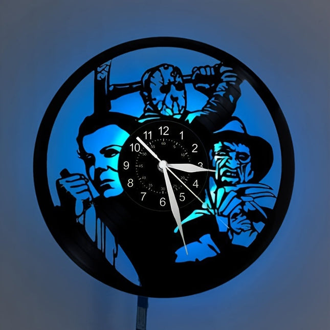 VinylHorror Clock – Vintage Wandklok in Horrorstijl