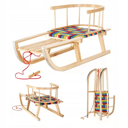 SnowGlide Sled - Kinderstoeltje van Hout en Stof