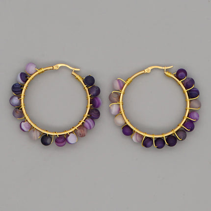 Sanne's Elegant Boho Nature-Inspired Crystal Hoop Earrings