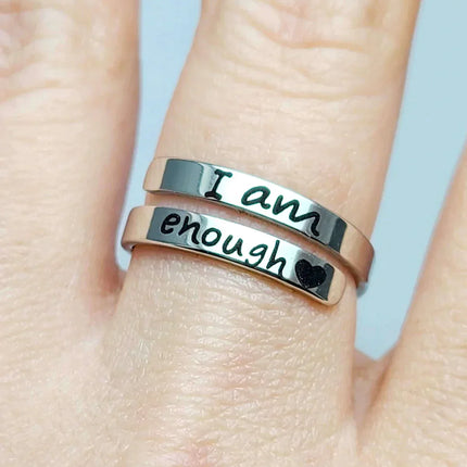 Empower Yourself with the "I Am Enough" Silver Ring | Boost Your Confidence and Strength