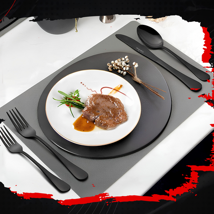 RoyalElegance - Luxe Zwart Bestekset voor 6 Personen