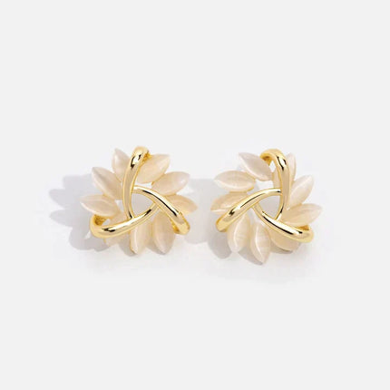 Chic Opal Floral Stud Earrings
