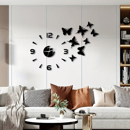 AcrylicButterfly - Luxe 3D Vlinder Spiegelklok