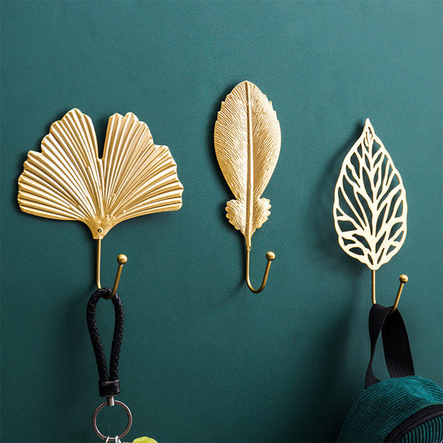 LeafLine - Luxe Gouden Blad Wandhaak voor Elke Interieur