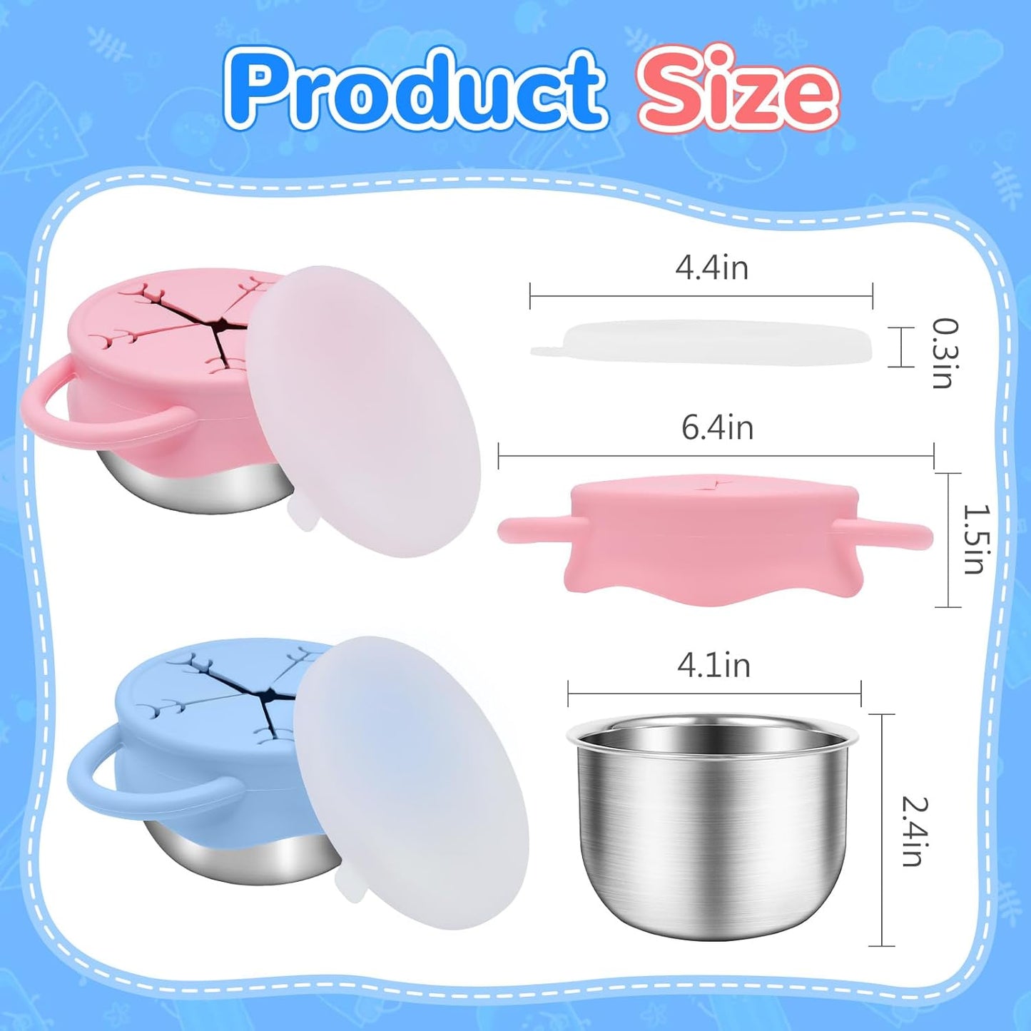 PandaEar Stainless Steel Toddler Snack Containers (2-Pack)