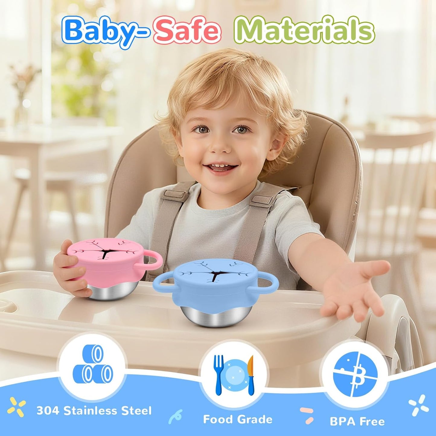 PandaEar Stainless Steel Toddler Snack Containers (2-Pack)