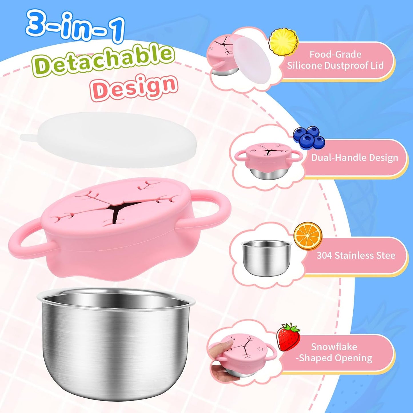 PandaEar Stainless Steel Toddler Snack Containers (2-Pack)