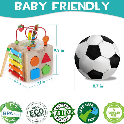 Stijlvolle 8-in-1 Montessori Activiteitenkubus - Educatief Speelplezier voor Baby's