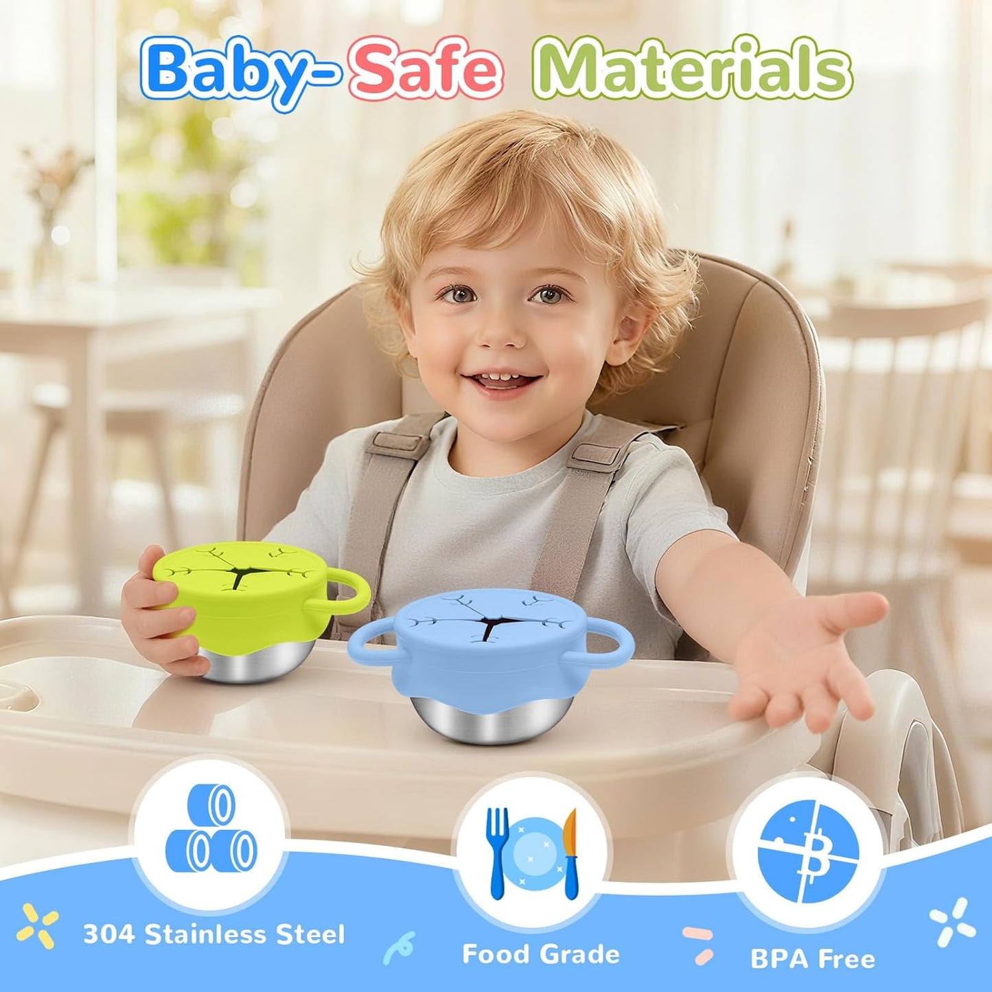 PandaEar Stainless Steel Toddler Snack Containers (2-Pack)