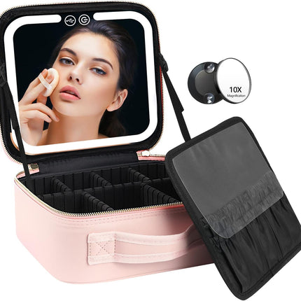 TravelGlow - Luxe Make-up Organizer met Verlichte Spiegel