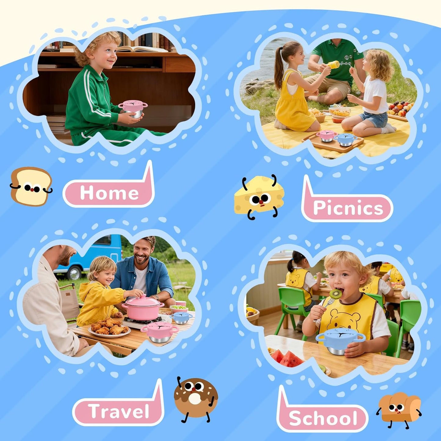 PandaEar Stainless Steel Toddler Snack Containers (2-Pack)