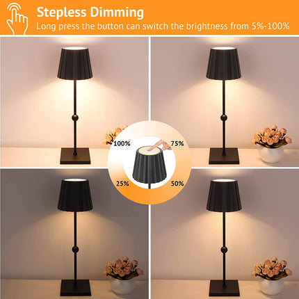 Elegante Draadloze Tafellamp met Traploze Dimfunctie