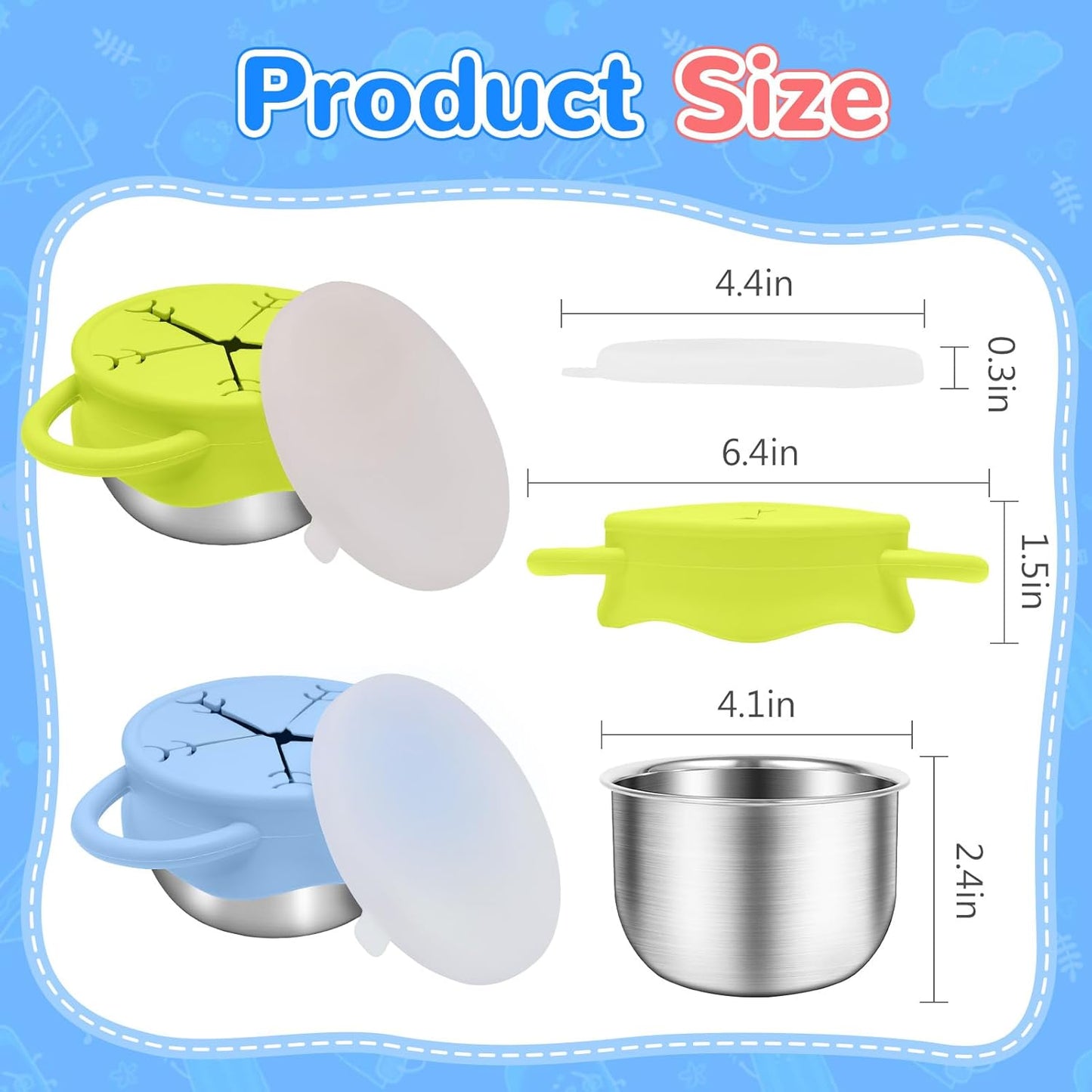 PandaEar Stainless Steel Toddler Snack Containers (2-Pack)