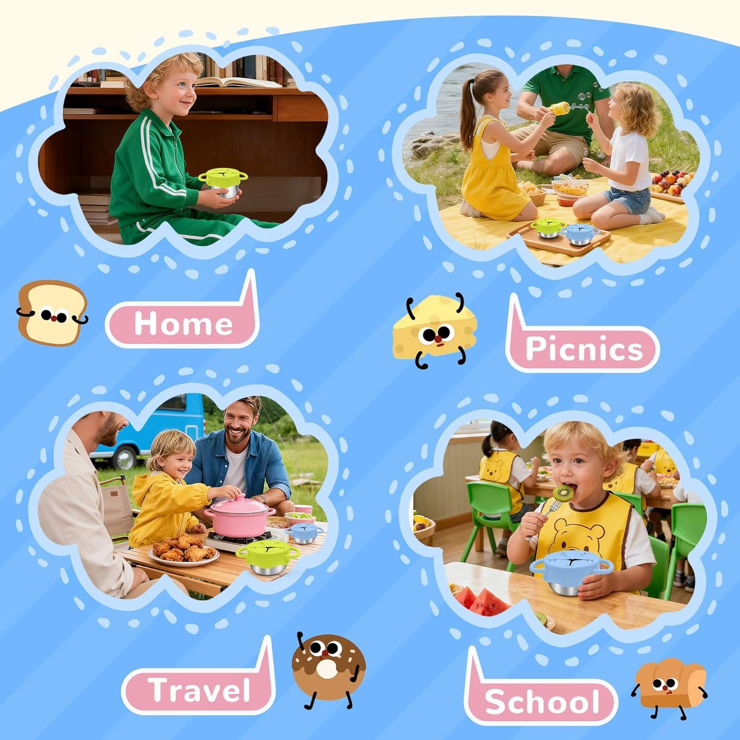 PandaEar Stainless Steel Toddler Snack Containers (2-Pack)