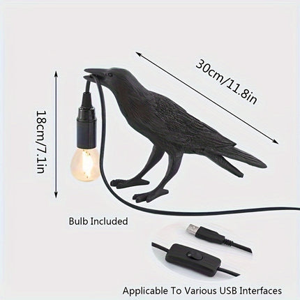 RavenLicht Lamp - Elegante Raaf Tafellamp met USB