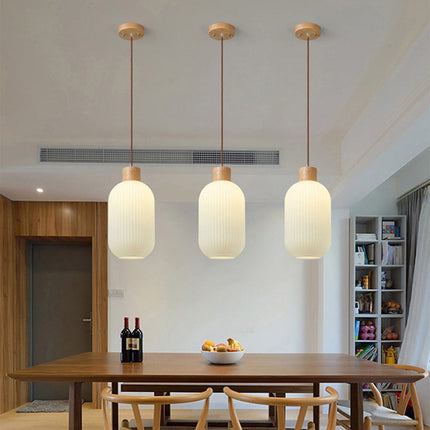 VintageLight - Stijlvolle Houten en Glazen Hanglamp