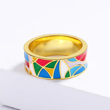Elegante Emaille Zirkonia Ring - Nadia