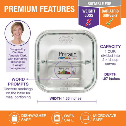 PortionMaster - Set van 3 Glascontainers voor Bariatrie