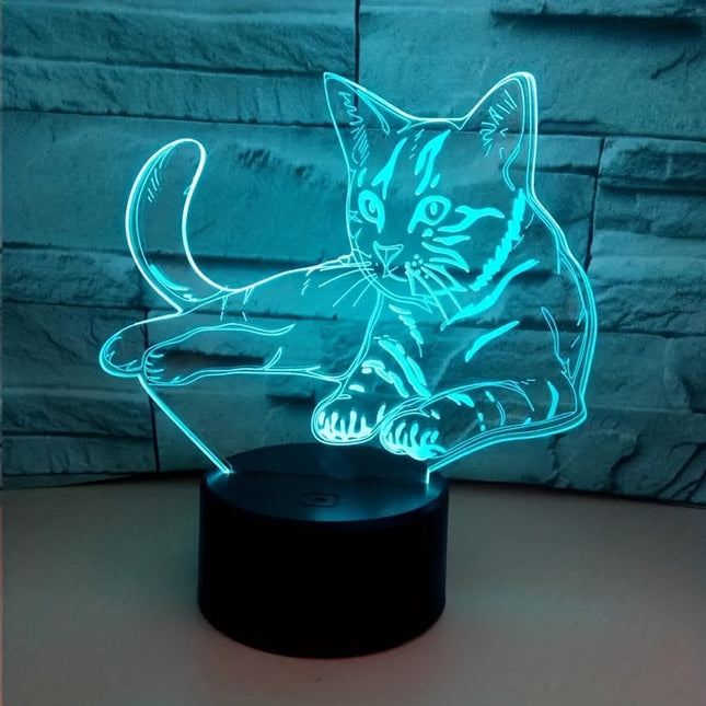 CatGlow - 3D Nachtlamp Kat met 7 Kleuren
