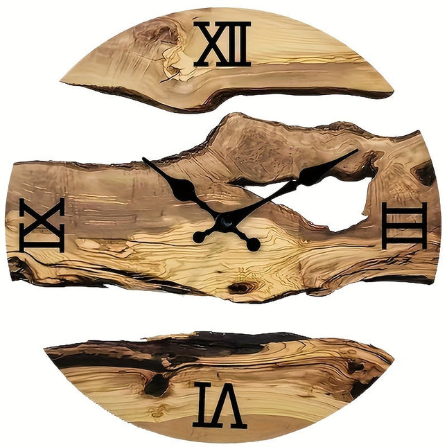 RustiqueClock – Natuurlijke Acryl Wandklok met Houtlook