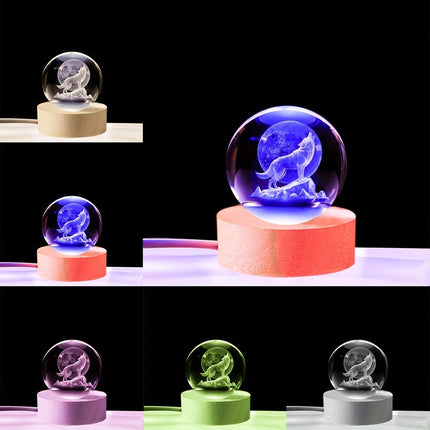 WolfLamp – 3D Wolf Sneeuwbol LED Nachtlamp