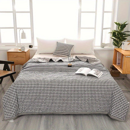 Elegante Preppy Plaid Zomerdeken voor Koele Nachten
