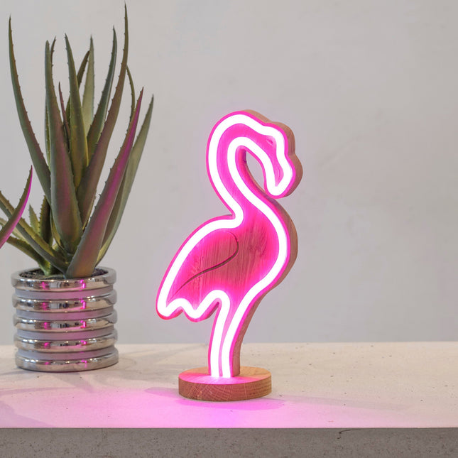 TropicalGlow - Houten Neonlamp met IR-afstandsbediening