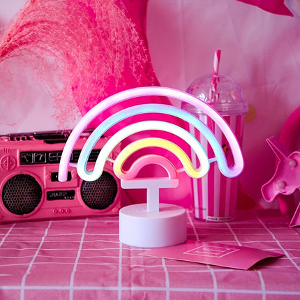RainbowGlow – Moderne Neonregenboog met Designvoet