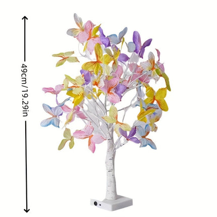 GlowBirch - Stijlvolle LED Lamp met Berken Vlindermotief
