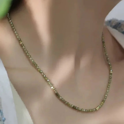 Chic Celeste Olive Green Zirconia Necklace