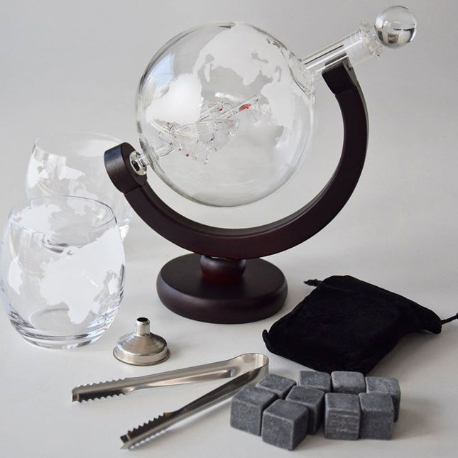 Globe Whiskey Decanter Set – Luxe Wereldbol Karaf met Glazen