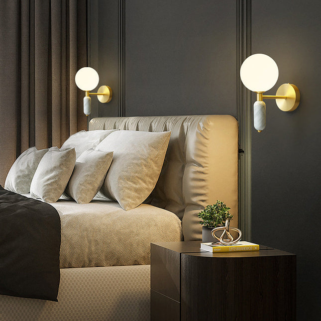 Luminous Stone - Stijlvolle Marmeren Bed- en Wandlamp