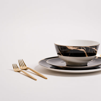 Libra Luxe - Zwarte Marmeren Bordenset voor Tafel
