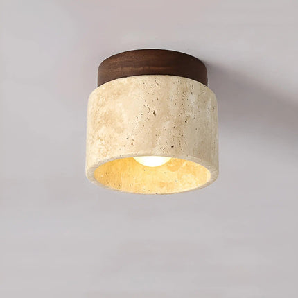 LumiZen Luxe - Japans Geïnspireerde LED Sfeerlicht met Travertijn en Hout
