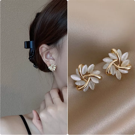 Chic Opal Floral Stud Earrings
