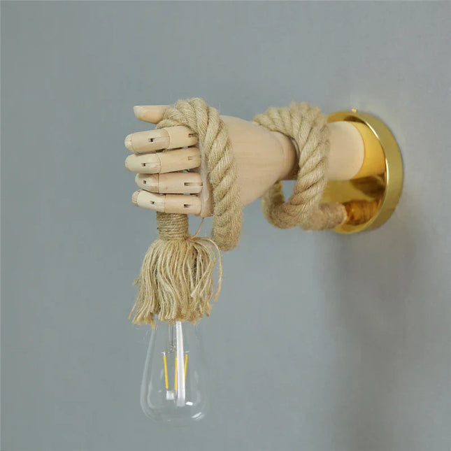 RetroHand Lamp – Unieke Industriële Handvormige Touwlamp