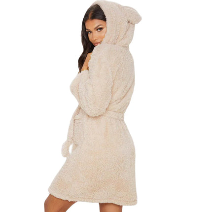 CozyChic PlushHood Badjas - Speelse Dames Badjas