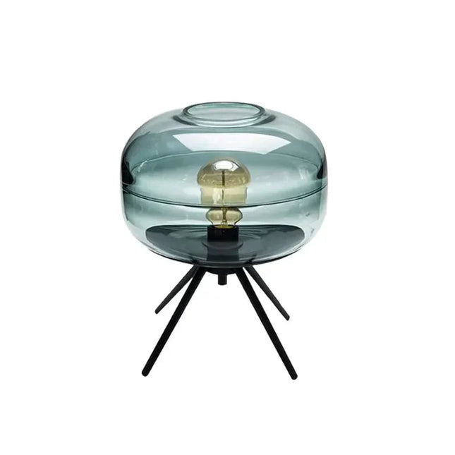 ArtisanGlow - Elegante Blauw Glazen Lamp met Plank