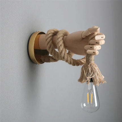 RetroHand Lamp – Unieke Industriële Handvormige Touwlamp
