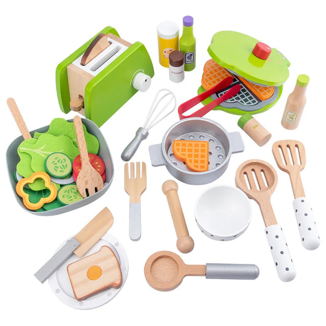 WoodPlay Set – Realistisch Houten Keukenspeelgoed