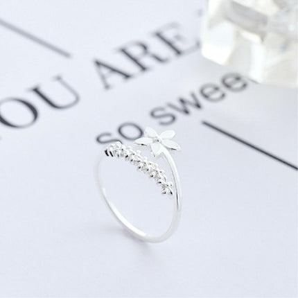 Elegant Verstelbare Zilveren Ring met Betoverende Emaille Wildbloemen - Amaril