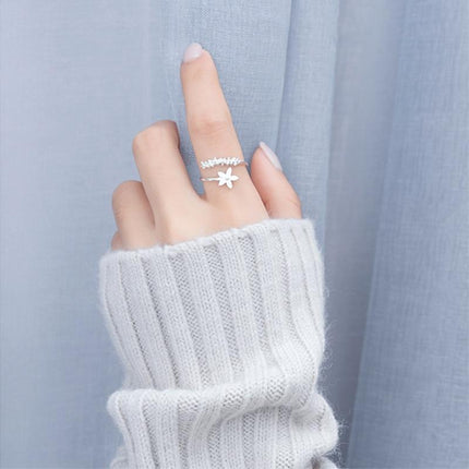 Elegant Verstelbare Zilveren Ring met Betoverende Emaille Wildbloemen - Amaril