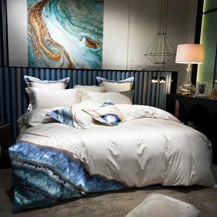 Whimsical Waters – Luxe Dekbedovertrekset van Egyptisch Katoen