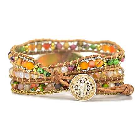 HamsaCharm - Elegante Wikkelarmband met Amazonietsteen