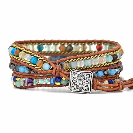 Elegante Turkoise Hamsa Wikkelarmband - Soraya in Blauw