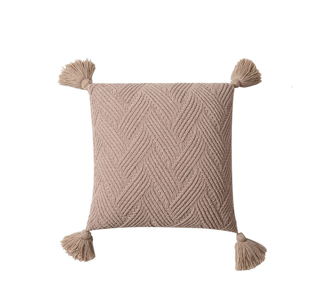 Chique Chenille Kussenhoes met Nordic Pompons - Luxe Comfort