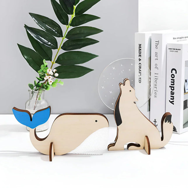 WildGlow – Houten Tafellamp met Dierenmotief