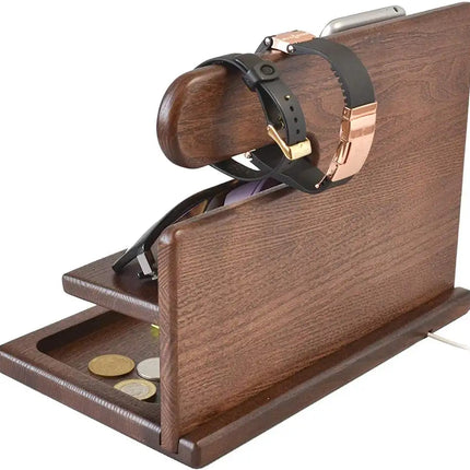 WoodDock – Stijlvolle Houten Organizer voor Apparaten